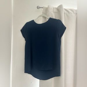 Cuyana Navy Silk Top